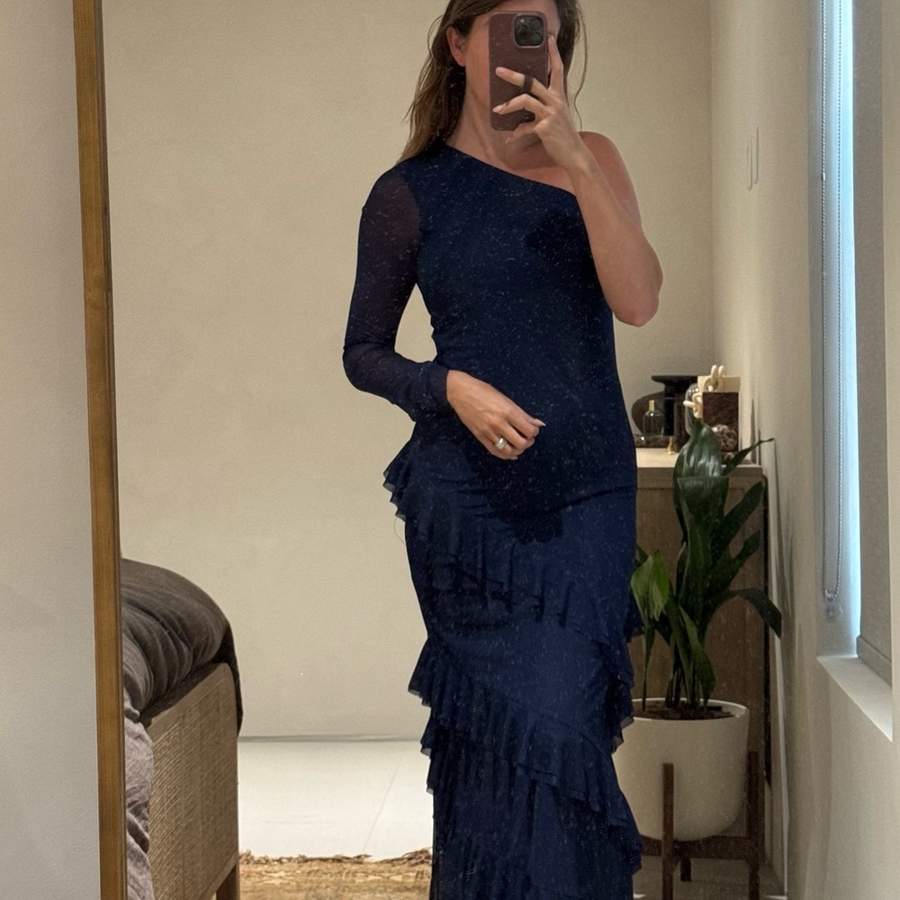 Elegant Navy One-Shoulder Dress NWT